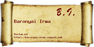 Baronyai Irma névjegykártya
